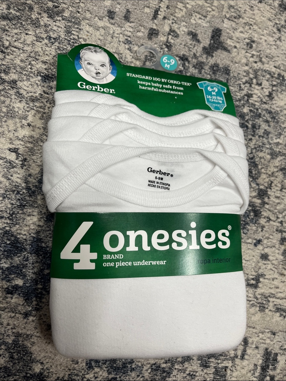 Gerber White 4-Pack Baby Onesies